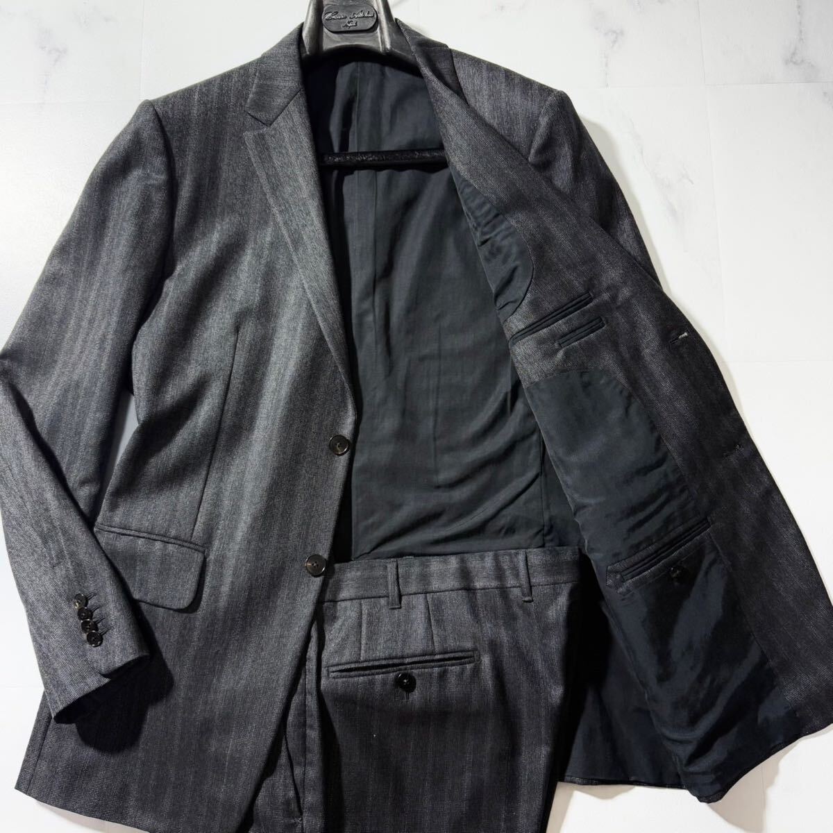 定価80万!!!最高級ライン!!!【Ermenegildo Zegna】「COUTURE XXX」極艶の最高峰ウール生地!!! スーツ セットアップ 52 XXL ブラック