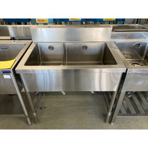 二槽シンク 三方枠 BGあり 業務用 中古/送料別途見積