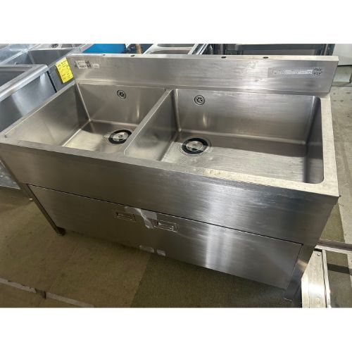 二槽シンク 台付き BGあり 業務用 中古/送料別途見積