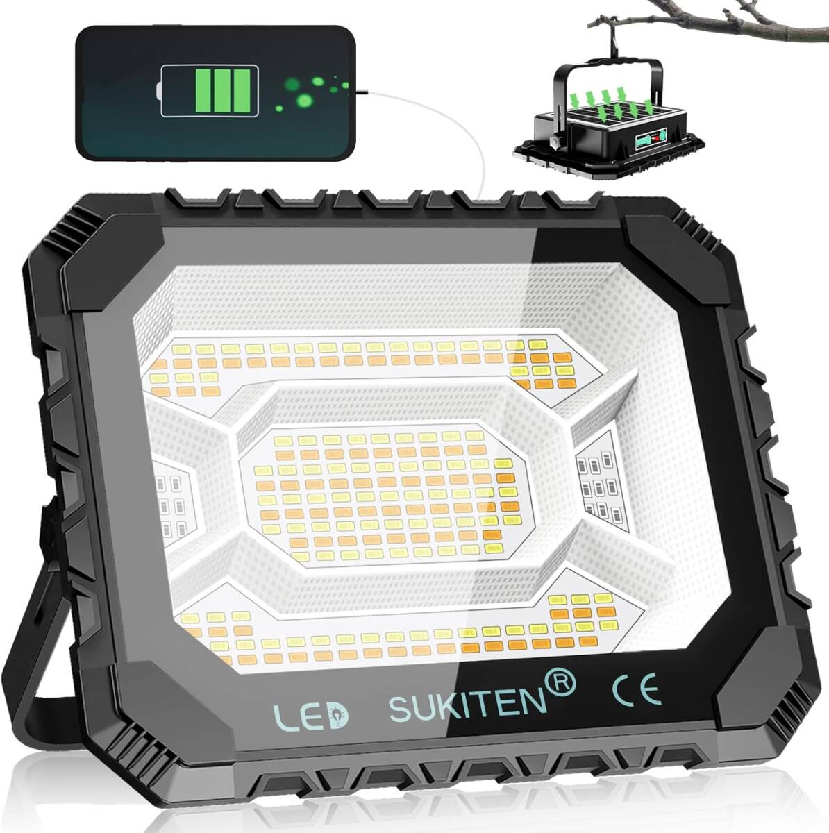 【100%明るさで12時間点灯】 投光器 充電式 led 作業灯 200W 屋外 超高輝 16000mAH大容量 防水