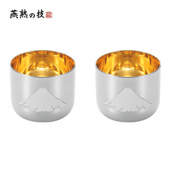 よこやま　燕熟の技　感温ぐい呑み　赤富士　内面金メッキ　2PC　EJG-700 /a