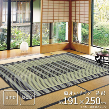 国産い草ラグ(裏貼り) 築彩(ちくさい) ブルー 約191×250cm 28942251 /a