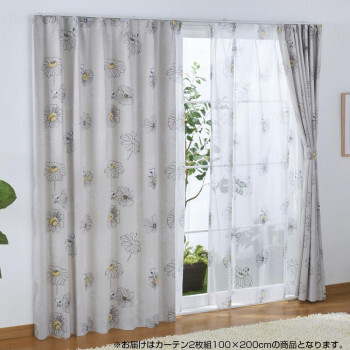 SNOOPY スヌーピー カーテン2枚セット フラワー 100×200cm アイボリー KO-1 /a
