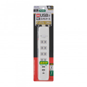 まとめ得 ELPA コード付USBタップPD20W WLS-4322SUC(W) x [2個] /a