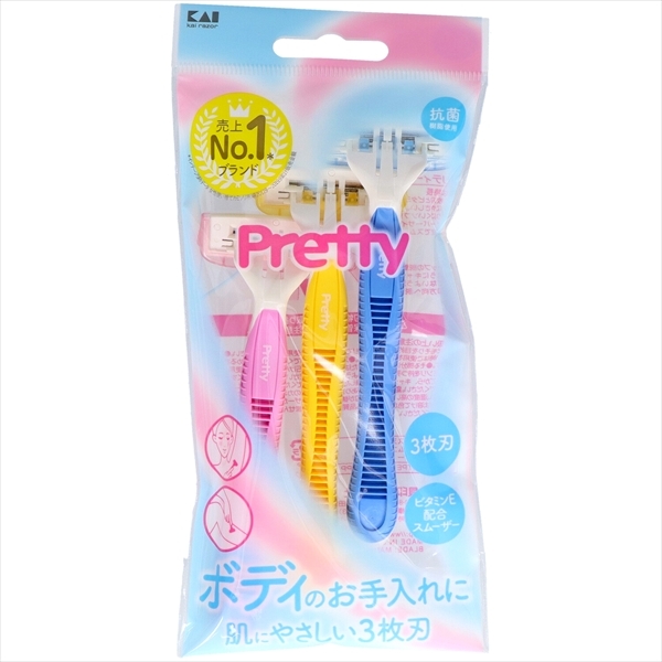 まとめ得 ＧＡ０００７ Ｐｒｅｔｔｙ プリティーボディＴ３枚刃 ３本入 貝印 女性用カミソリ x [10個] /h