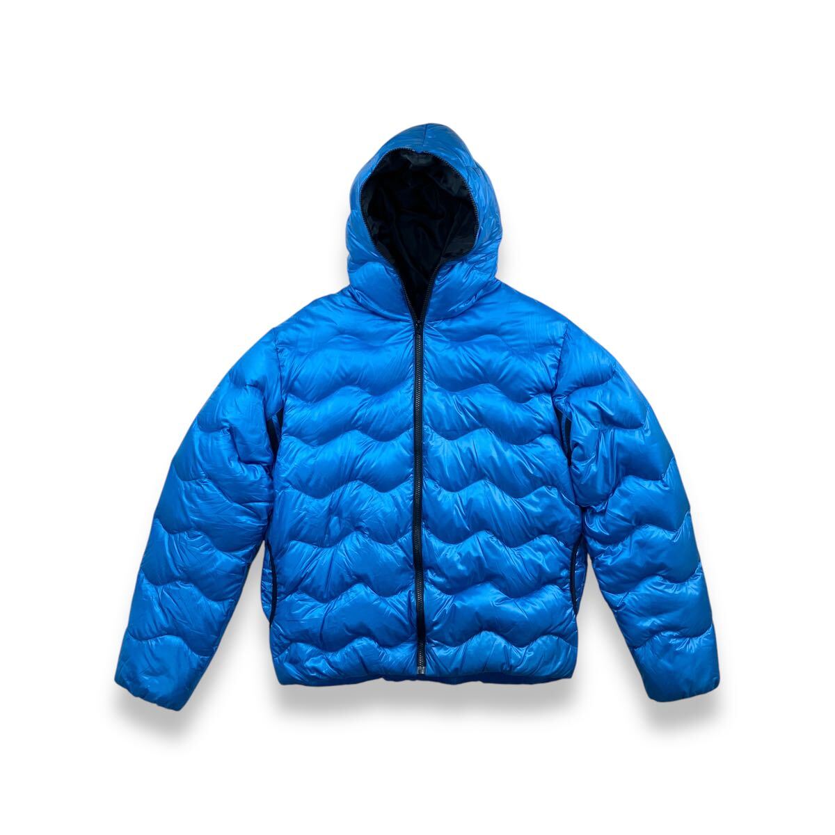 00s Y2K ONEILL オニール ウェーブキルティングダウンパーカー パファージャケット メタリックブルー テック フルフェイスジップ サーフ_画像2