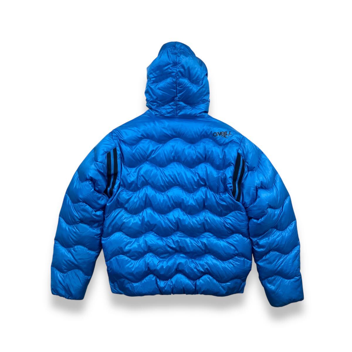 00s Y2K ONEILL オニール ウェーブキルティングダウンパーカー パファージャケット メタリックブルー テック フルフェイスジップ サーフ_画像5