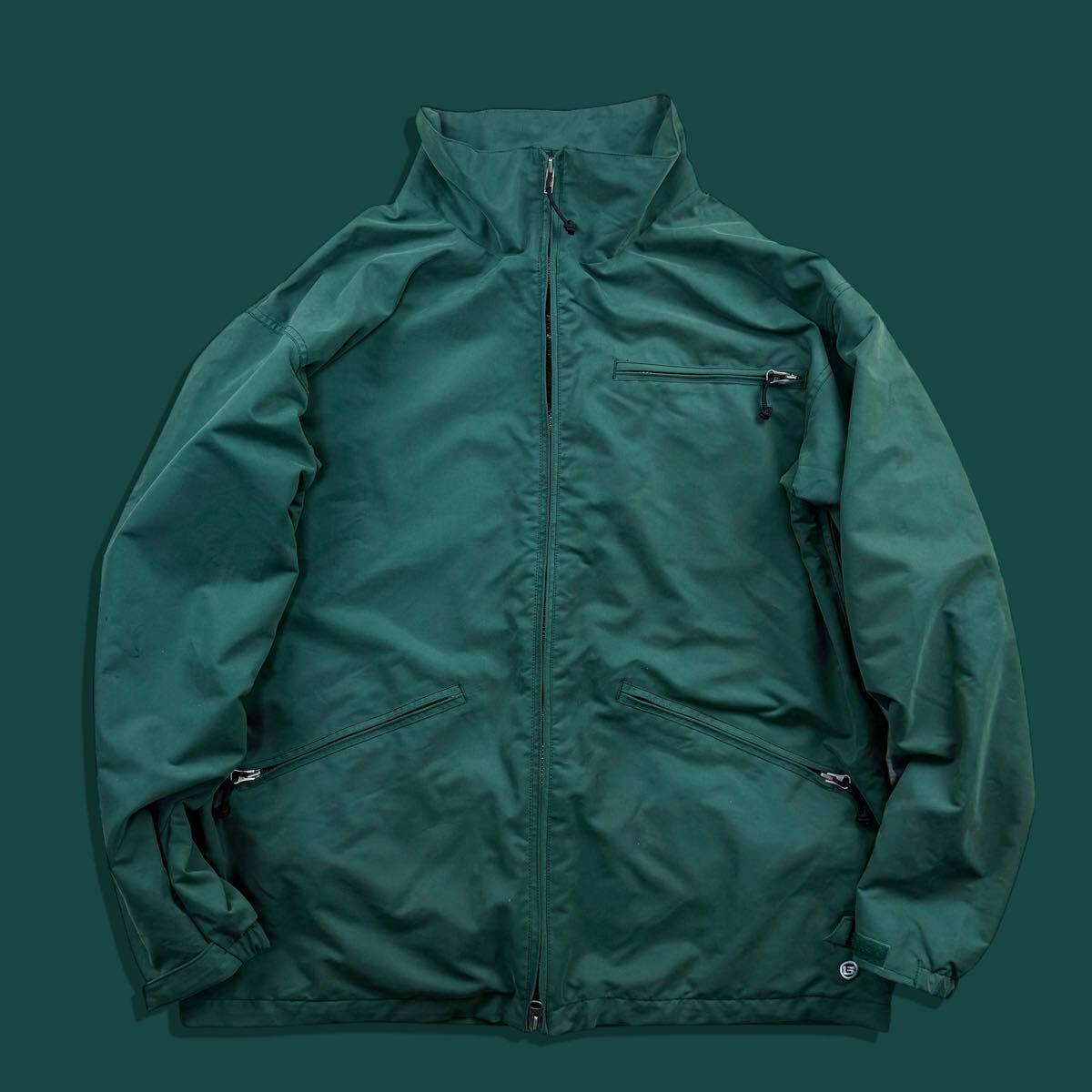 90s BURTON バートン スノーボードジャケット グリーン カーキ テック ギミック ギア ダブルジップ ベンチレーション ブルゾン ゴープコア_画像1