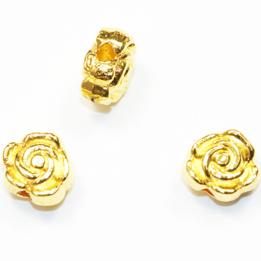 メタルパーツ 薔薇の花 ローズ 金色 ゴールドカラー 5コ入り CT153