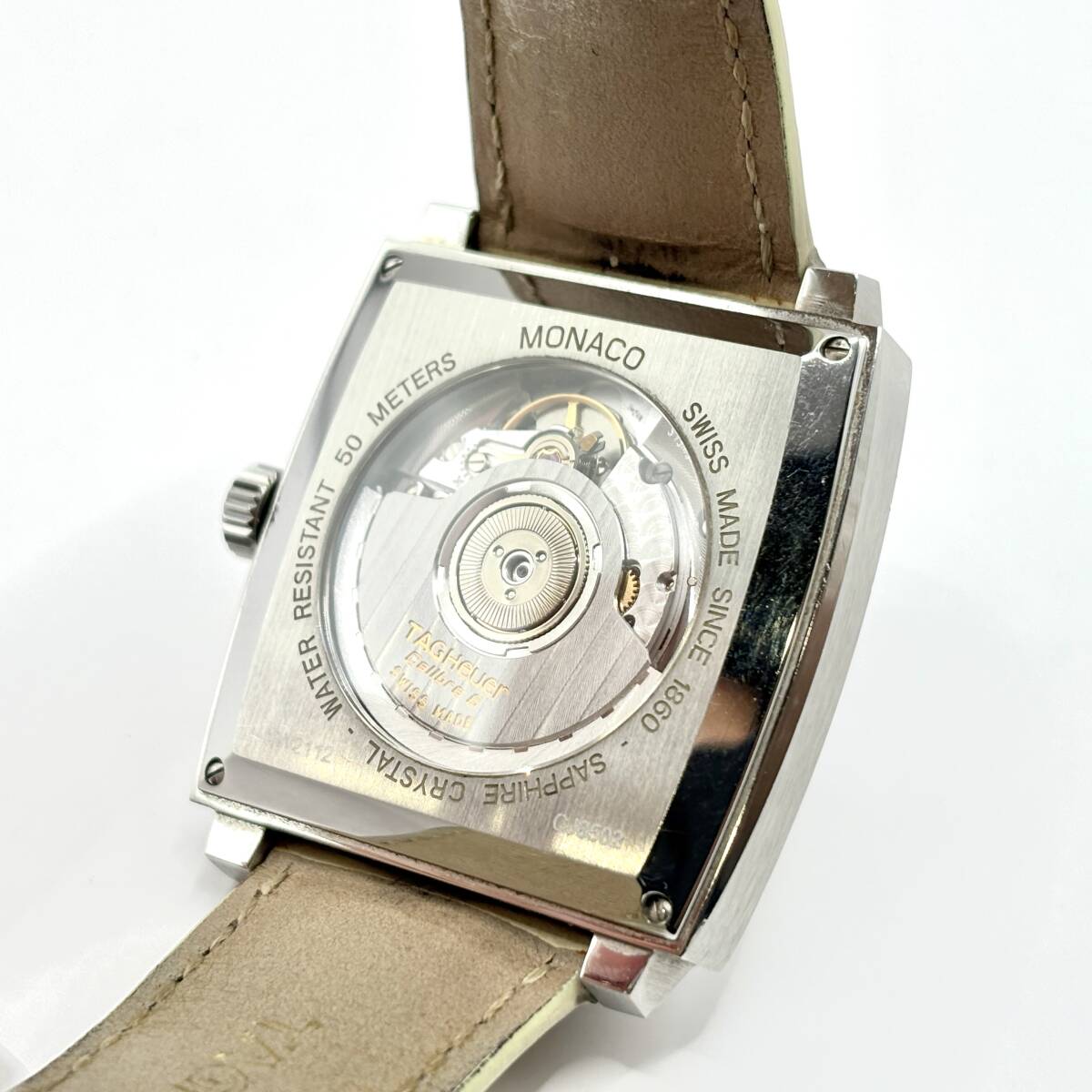 TAGHEUER タグホイヤー モナコ WW2112 CJ8502 SS/革/AT シェル TAGHEUER タグホイヤー モナコ WW2112 CJ8502 SS/革/AT シェル