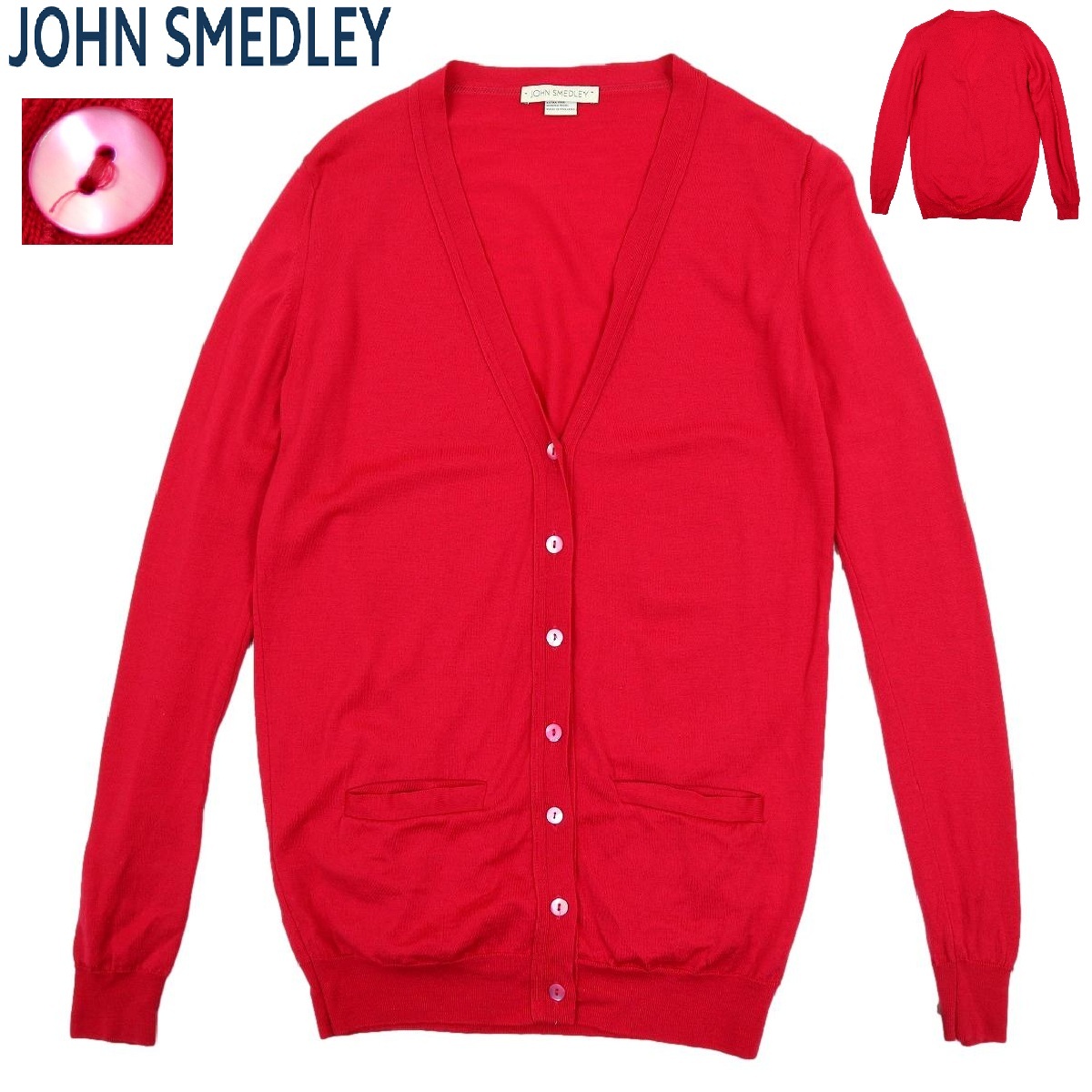 【B3223】【イギリス製】JOHN SMEDLEY ジョンスメドレー カーディガン 毛100％ ウール レディース