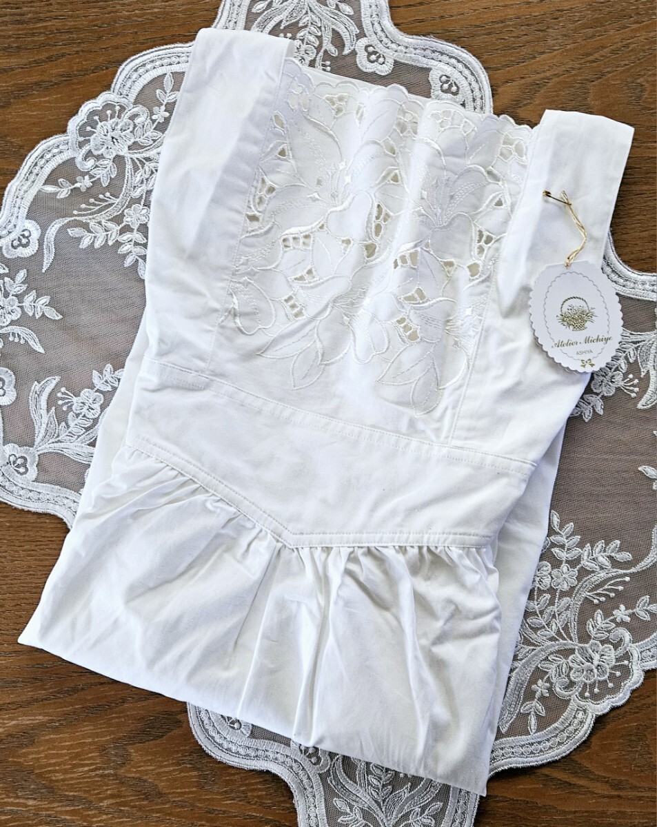 芦屋 アトリエみちよ スカラップレース エプロン 新品 エプロン_画像10