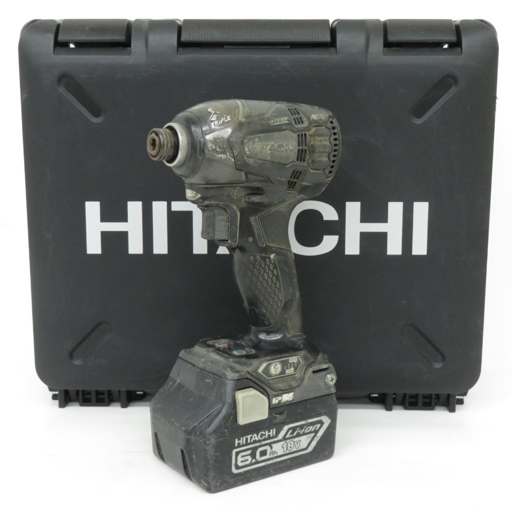 日立工機 HiKOKI 18V 6.0Ah コードレスインパクトドライバ ケース・充電器・バッテリ1個セット バッテリ消耗あり WH18DDL2(LYCK)(B) 中古