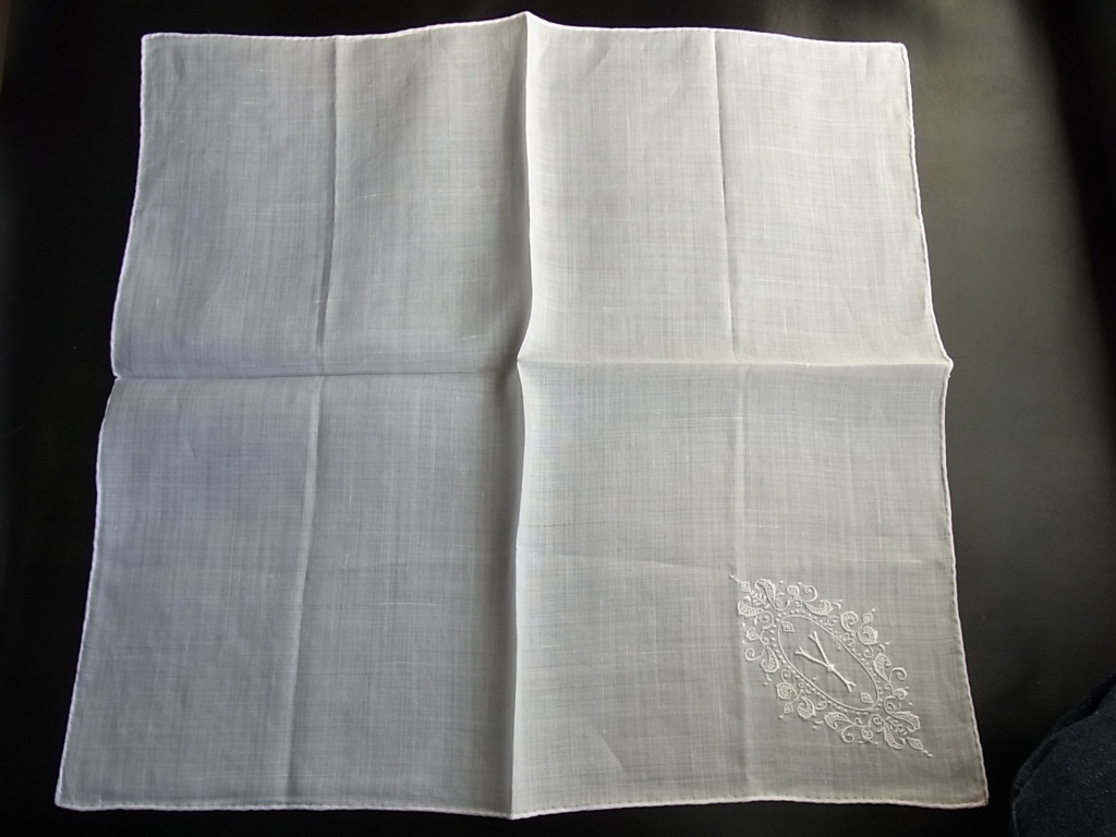 SWATOW スワトウ イニシャル刺繍入り 麻 2枚 & そしゅう 綿 1枚 、刺繍 ハンカチーフ/未使用 *長期個人保管品_画像4
