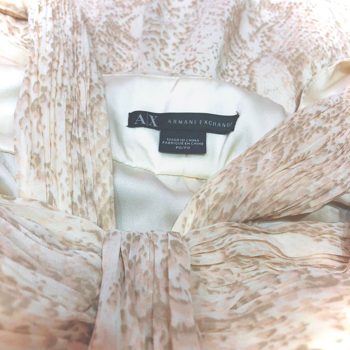 ARMANI EXCHANGE アルマーニエクスチェンジ アイボリーベージュ パイソン柄ドレープロングドレス 単品 インポート XXS - XS 0サイズ_画像9