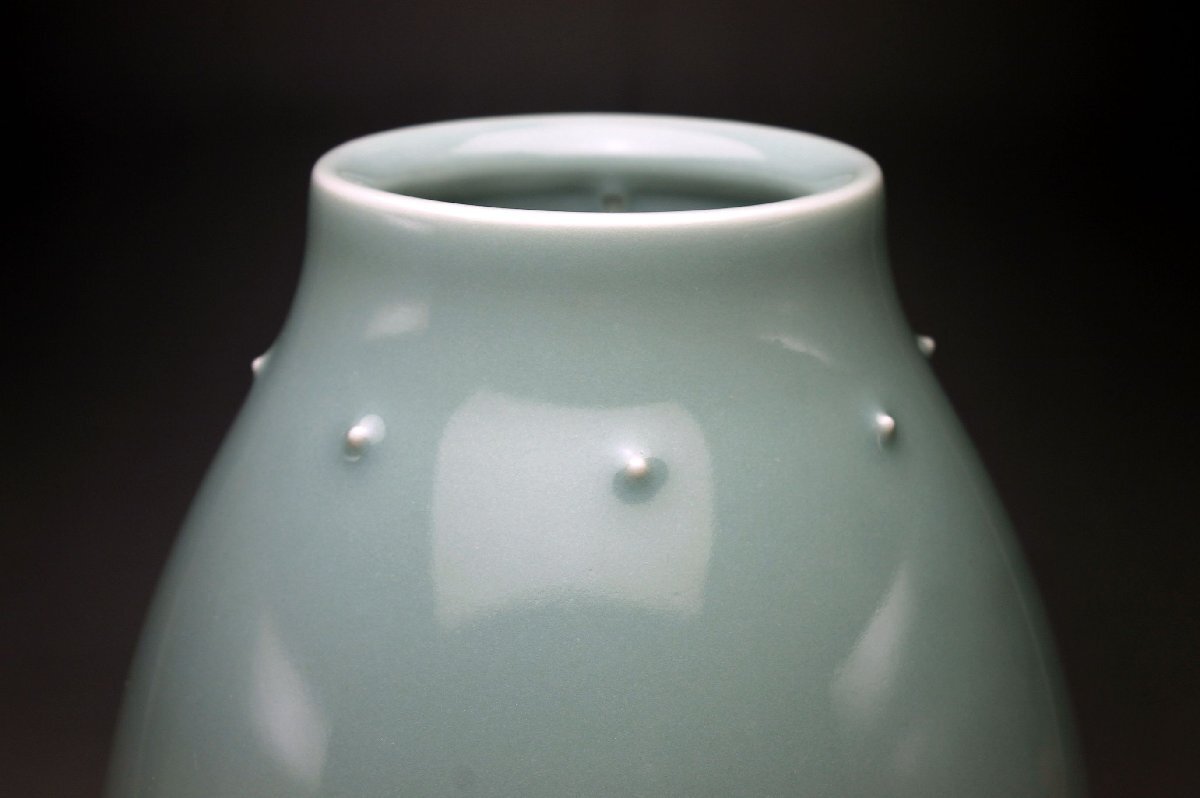 花瓶 青磁 富田幸治郎 大型 作家物