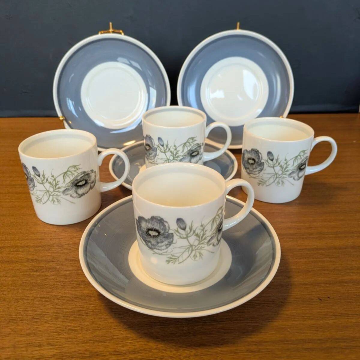 ウェッジウッド スージークーパー グレンミスト カップ＆ソーサー 4客セット セット品 黒壺 ティーセット 英国 アンティーク ヴィンテージ