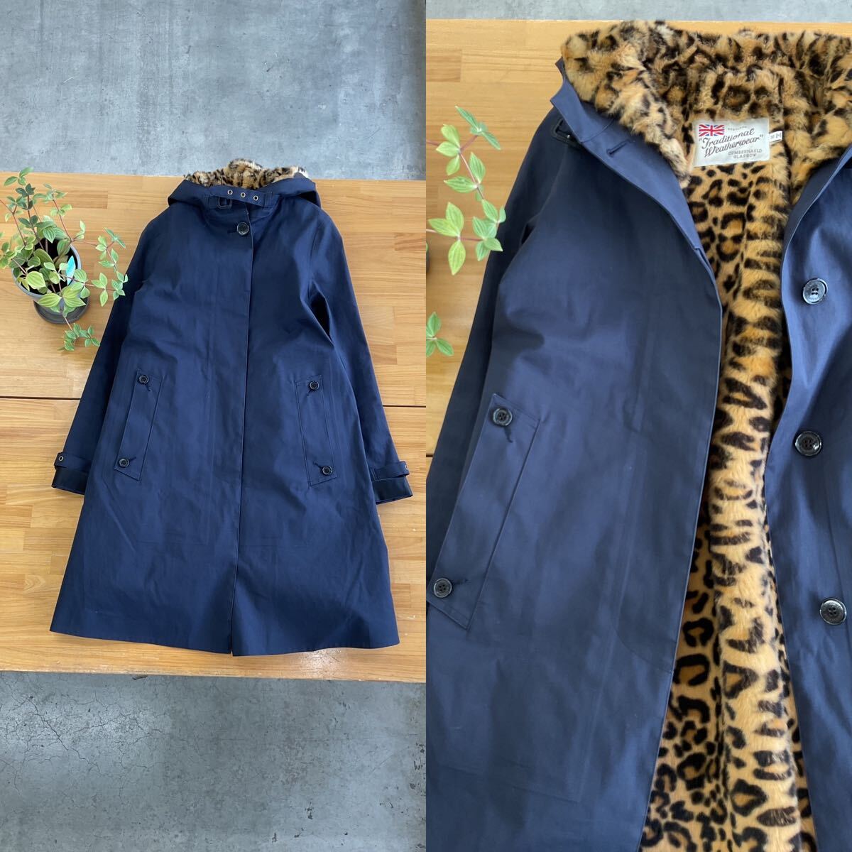 MACINTOSH Traditional Weatherwearトラディショナルウェザーウェア ファーライナーフード付ジャケットコート 羽織 ネイビー紺色系 32