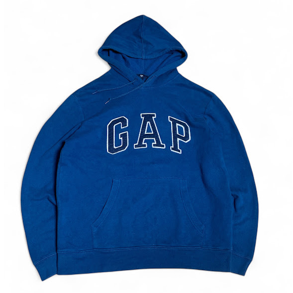 ★GAP プルオーバーパーカー ビッグロゴ 刺繍 ギャップ Mサイズ 濃青