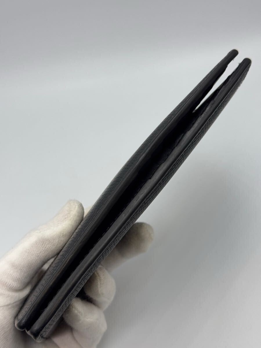 美品 バーバリー 長財布 ブラック レザー チェック メンズ レディース 二つ折り財布 カードケース コインケース 