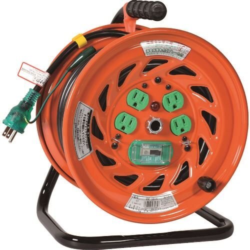 ＮＩＣＨＩＤＯ 電工ドラム アースチェックリール 漏電保護専用ブレーカ付 ３０ｍ [GNFEB34]