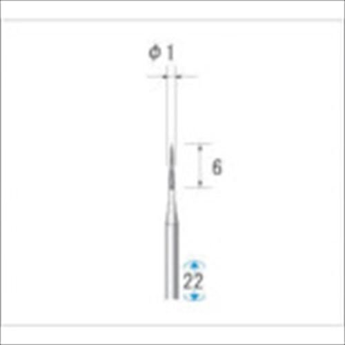 ナカニシ 超硬カッター ５本入 テーパー型 シングルカット φ１×５．１×軸φ１．６ [22102]