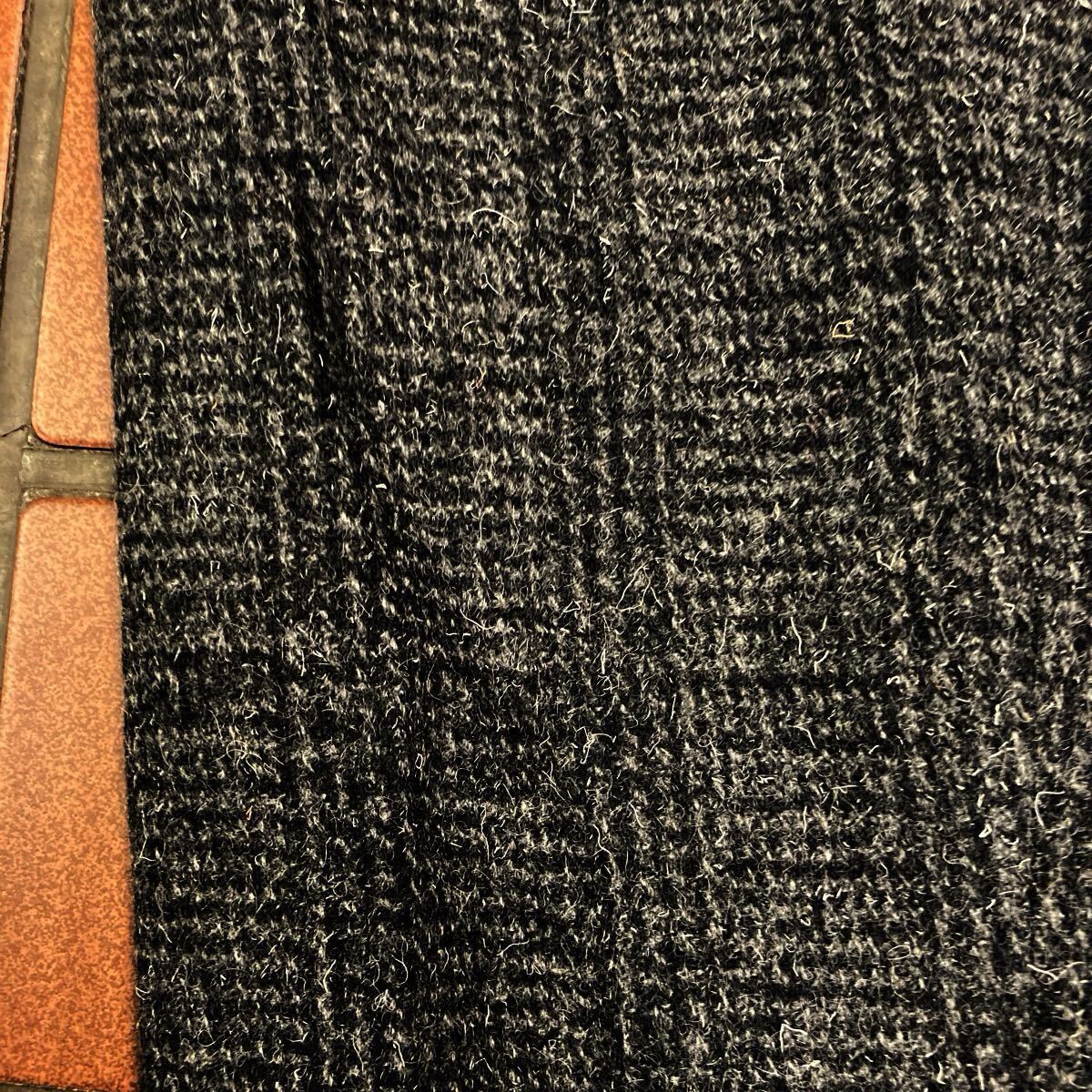 ｛新品｝カジュアル ビジネス スラックス サイズ M(76cm) 2タック毛 100% A-ONE CORPORATION ツィード 肉厚生地 大格子柄チャコールグレイ_画像3