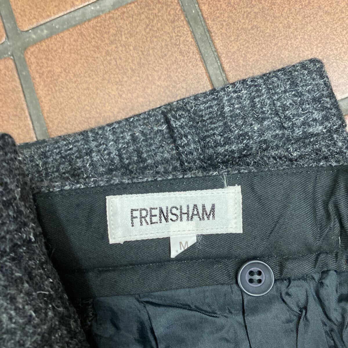 ｛新品｝カジュアル ビジネス スラックス サイズ M(76cm) 2タック毛 100% A-ONE CORPORATION ツィード 肉厚生地 大格子柄チャコールグレイ_画像8