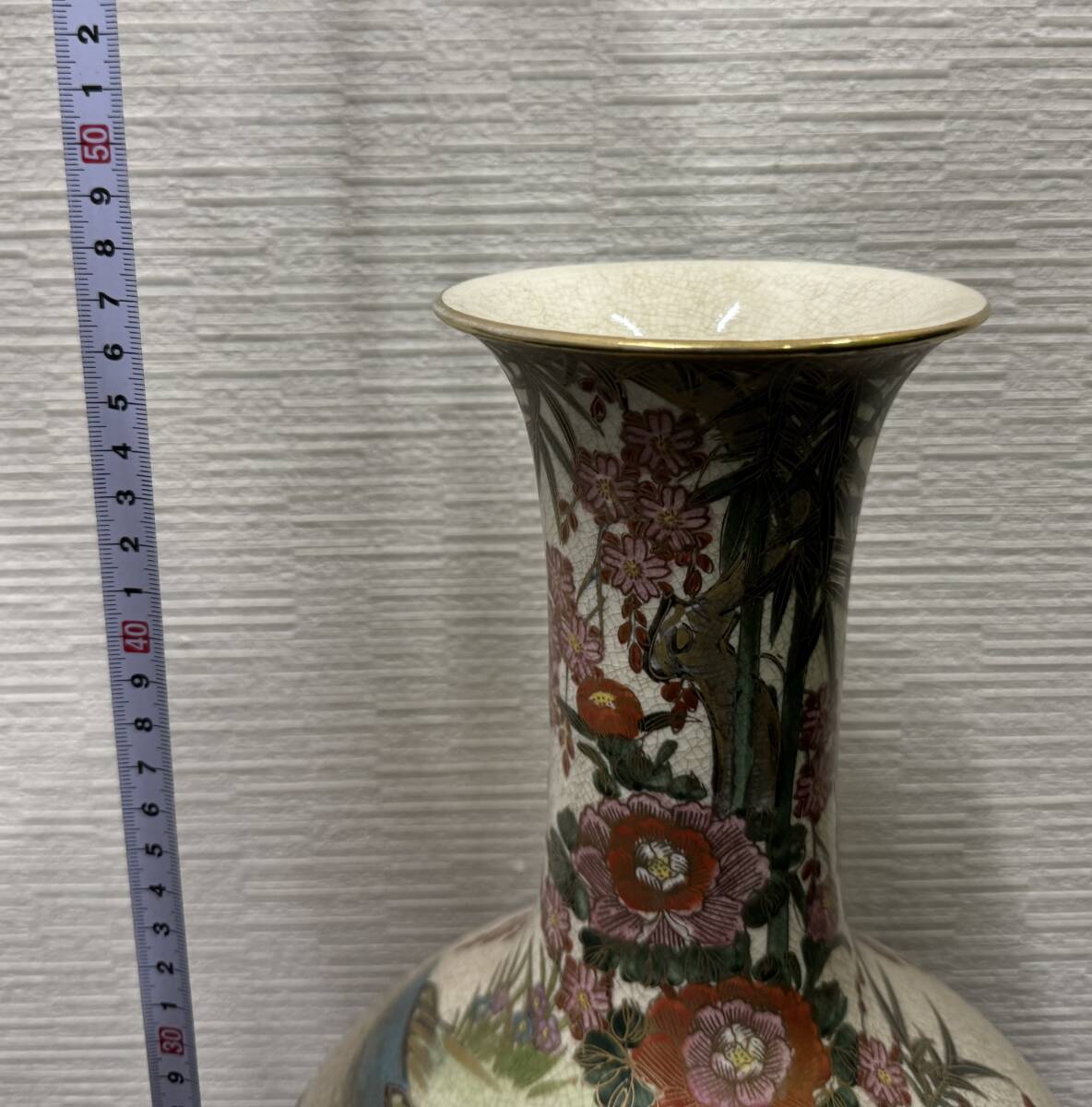 薩摩焼 壺 大壺 花瓶 花鳥図 金彩 色絵 飾壺 花入 花器 時代物 薩摩焼 壺 大壺 花瓶 花鳥図 金彩 色絵 飾壺 花入 花器 時代物