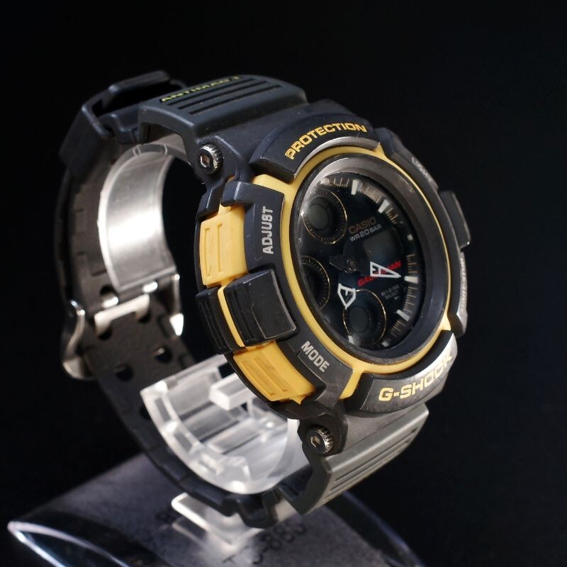 ★CASIO カシオ G-SHOCK AW-571 GAUSSMAN ガウスマン 黒/黃★0708 ブラック Gショック 未稼働 不動(dòng) 現(xiàn)狀品 ジャンク メンズ 腕時(shí)計(jì) 時(shí)計(jì)