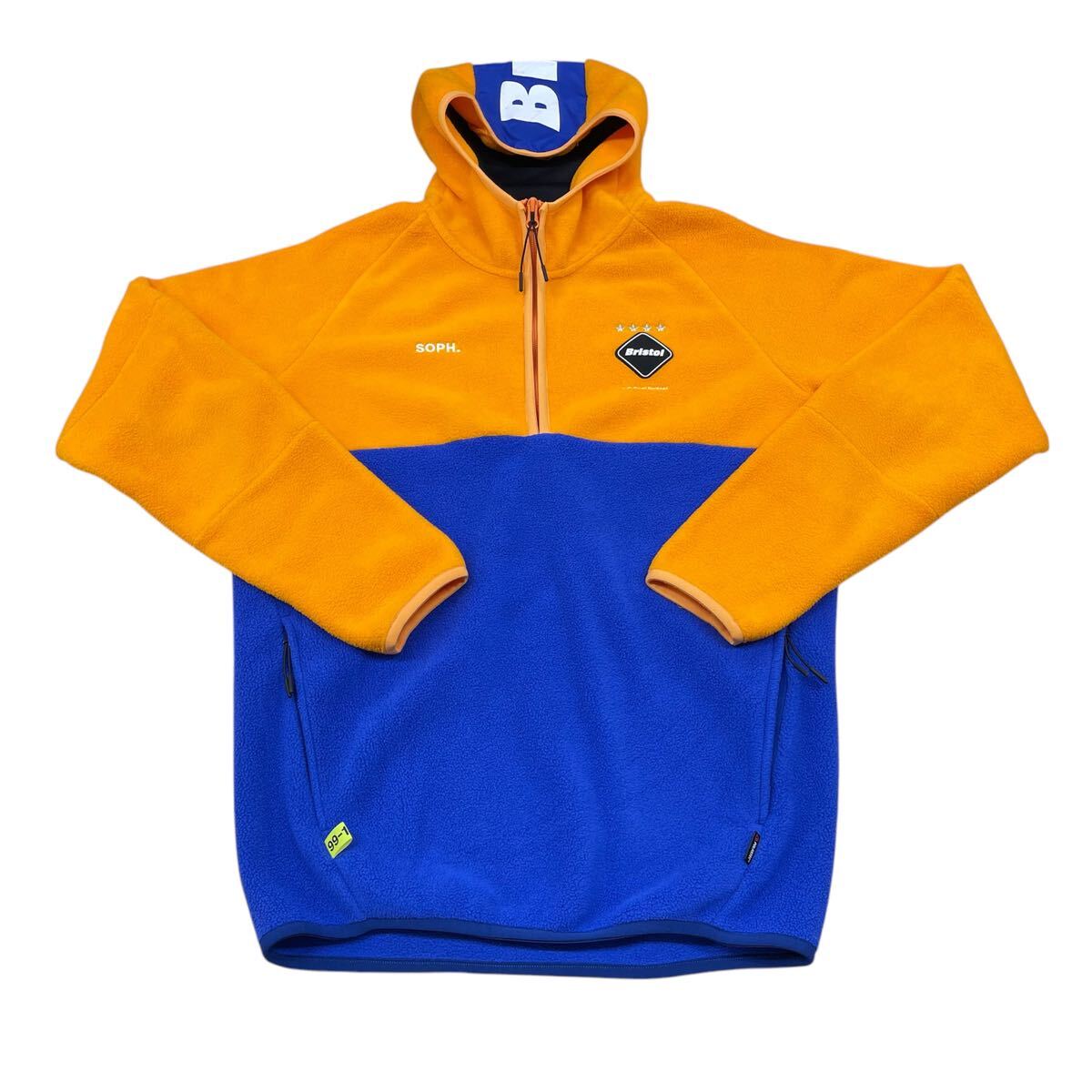 FCRB エフシーアールビー POLARTEC FLEECE HALF ZIP GAITER HOODY フリースジャケット FCRB-189033 オレンジ×ブルー サイズS (k9251)