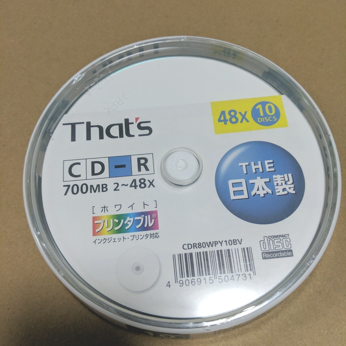 新品　 太陽(yáng)誘電　　 CD-R 　　10枚　 700MB　　日本制　　CDR80SPY10MBV　　　That's　　ザッツ