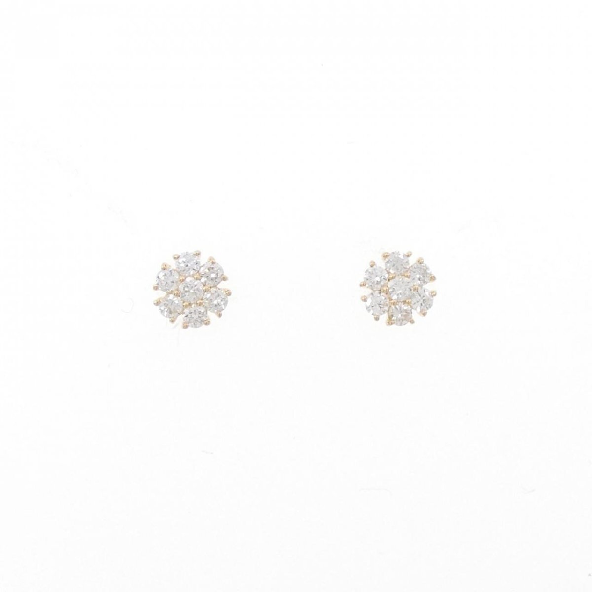 K18YG フラワー ダイヤモンド ピアス 0.30CT