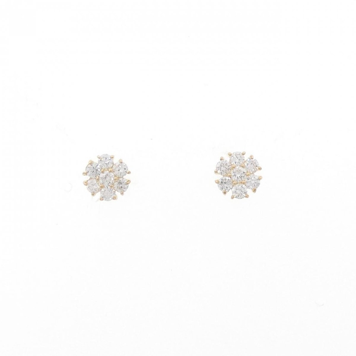 K18YG フラワー ダイヤモンド ピアス 0.30CT