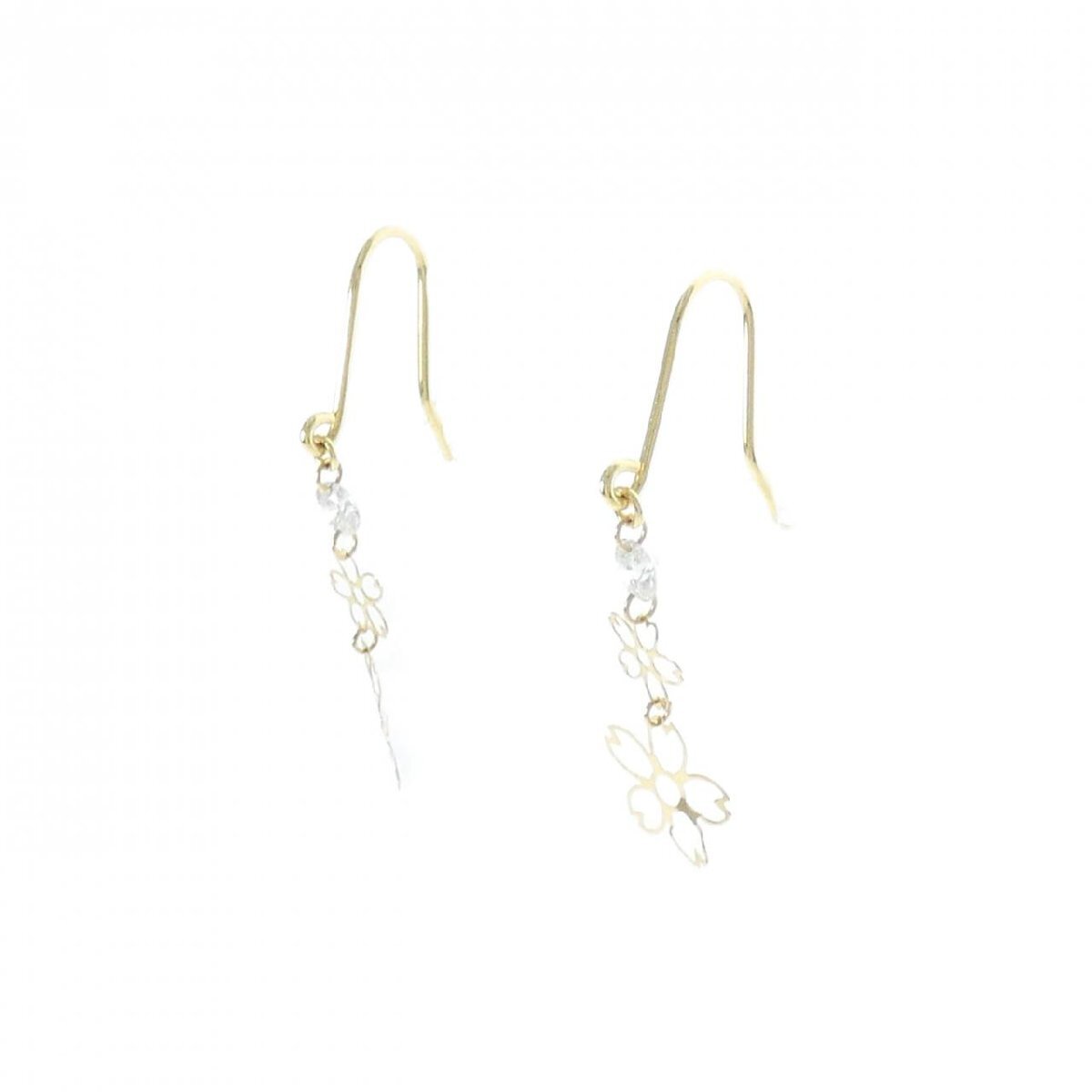 K18YG フラワー ダイヤモンド ピアス 0.20CT