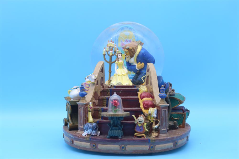 Disney ディズニー　美女と野獣　オルゴール　スノードーム　1991年製 Disney - 希少 廃盤品☆ディズニー 美女と野獣 ライトアップ