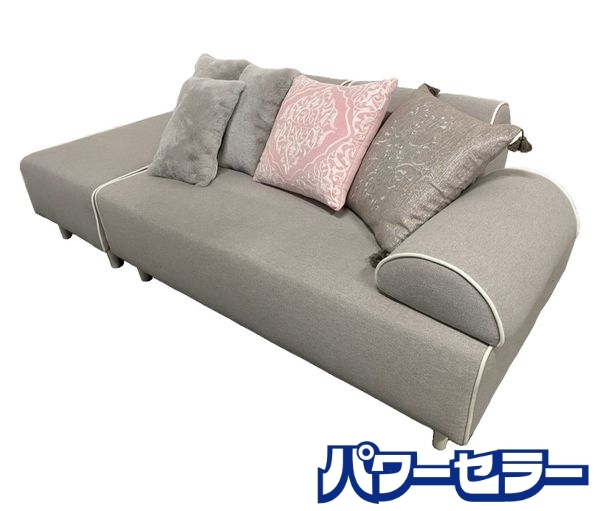 Francfranc/フランフラン アイランドソファ ソミュール グレー 幅1860 オットマン リビング クッション付属 中古家具 店頭引取歓迎 R9058