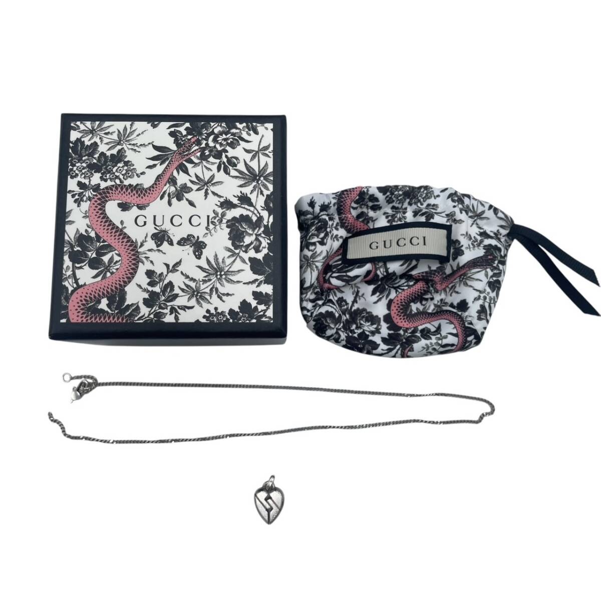 【送料無料】GUCCI グッチ ネックレス 喜平 ノットハート インターロッキングG 3mm 50cm 太め
