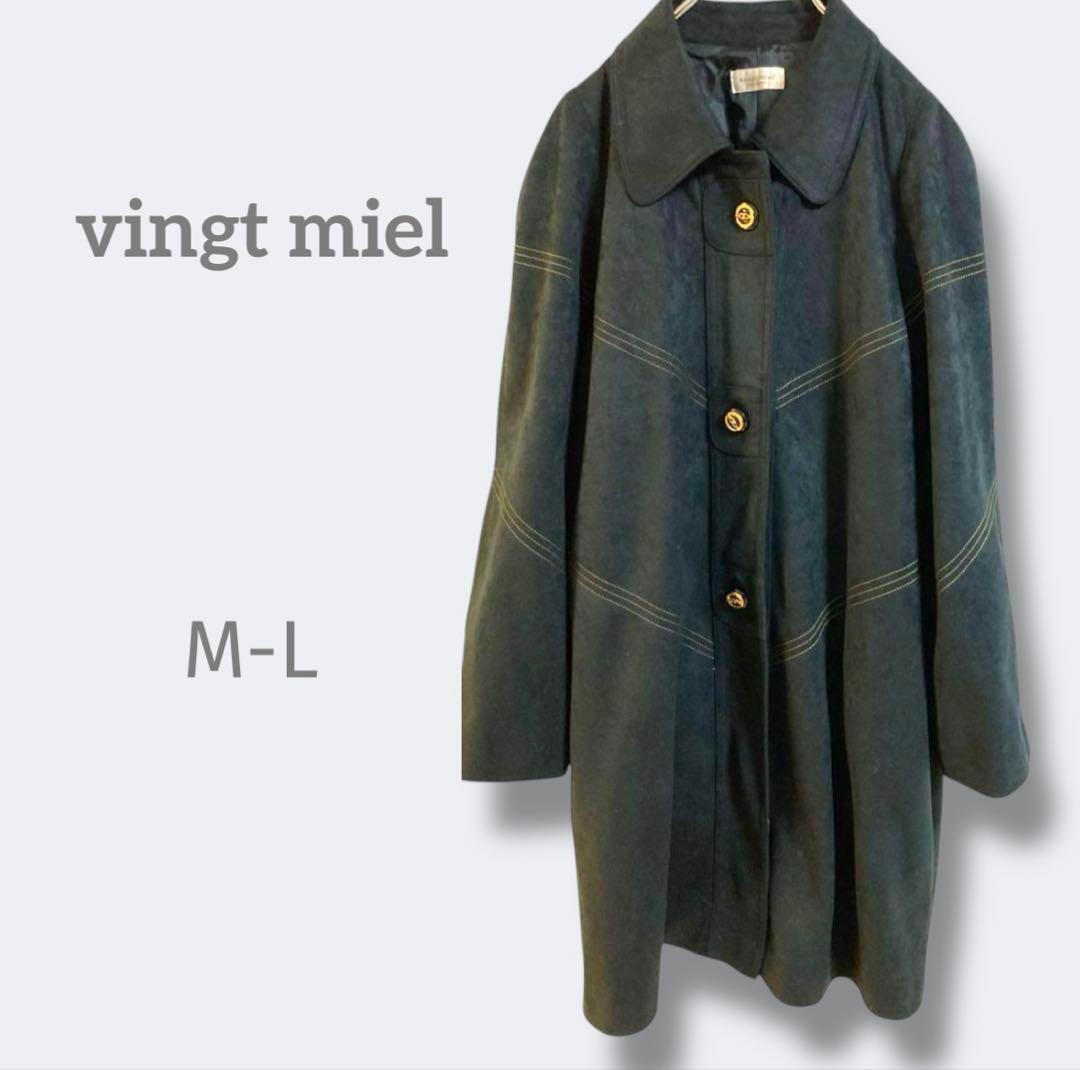 18a1120 vingt miel 【M】チェスターコート スエード素材　フロントステッチ