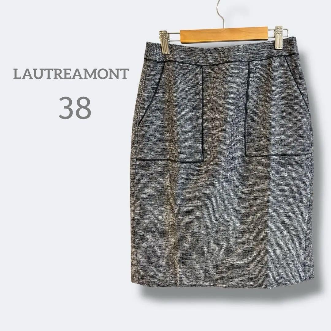 1902ロートレアモン【M】タイトスカート　ポケット付き　マーブル柄　コットン