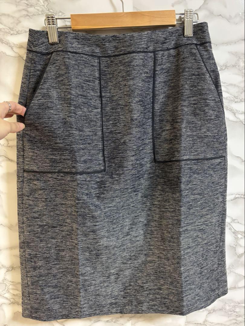 1902ロートレアモン【M】タイトスカート　ポケット付き　マーブル柄　コットン