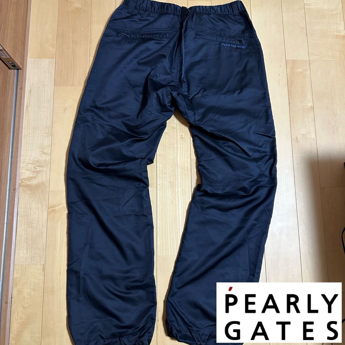 パーリーゲイツ5★防風蓄熱パンツ ストレッチ ウエスト78〜86 微光沢 メンズ サイズ5 ロゴ刺繍 高級ゴルフブランド