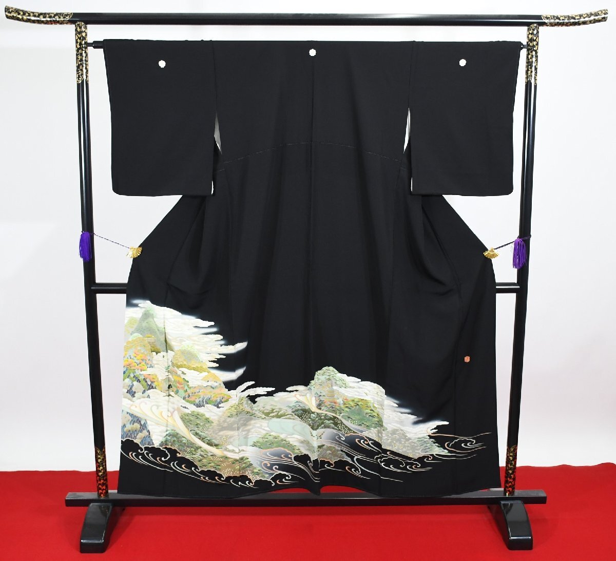 黒留袖 結婚式 城 風景 身丈148cm 裄丈66cm ★着物 e-1201 桜庭呉服店