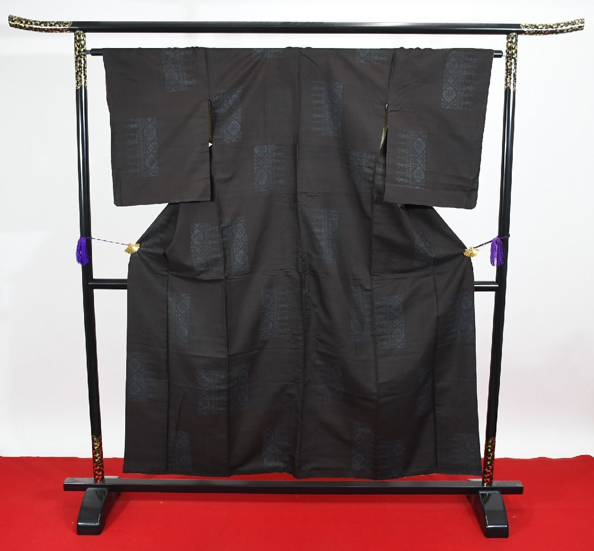 大島紬 泥染め 正絹 身丈150cm 裄丈63cm ★着物 pb-3196 桜庭呉服店