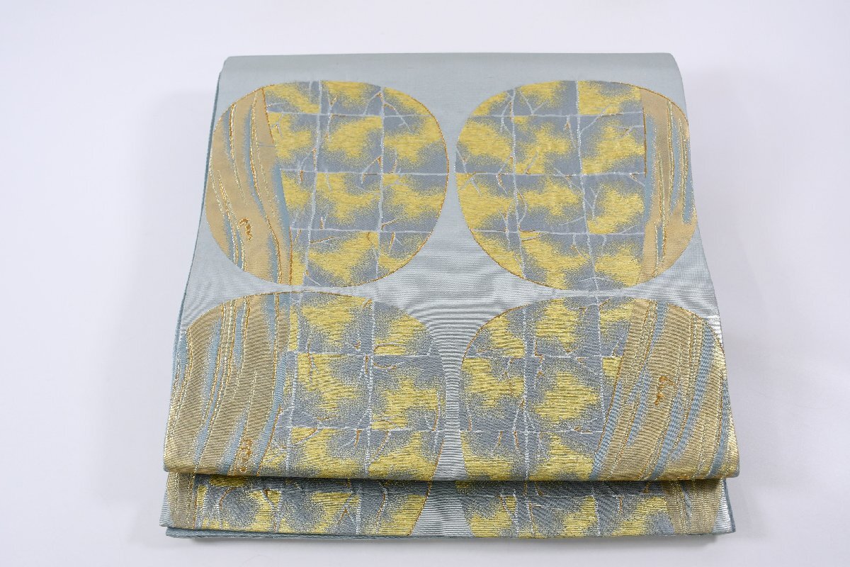 袋帯 六通柄 金糸 花 丸文 帯丈440cm ★着物屋 ne-13733 桜庭呉服店