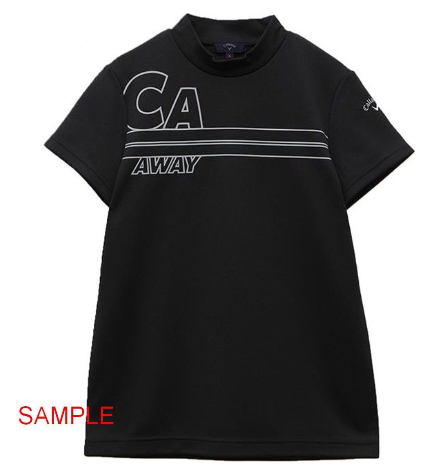 未使用 Callaway ゴルフ モックネック 半袖 シャツ レディース C22234201 Mサイズ ブラック ストレッチ UPF50 ゴルフウエア キャロウェイ