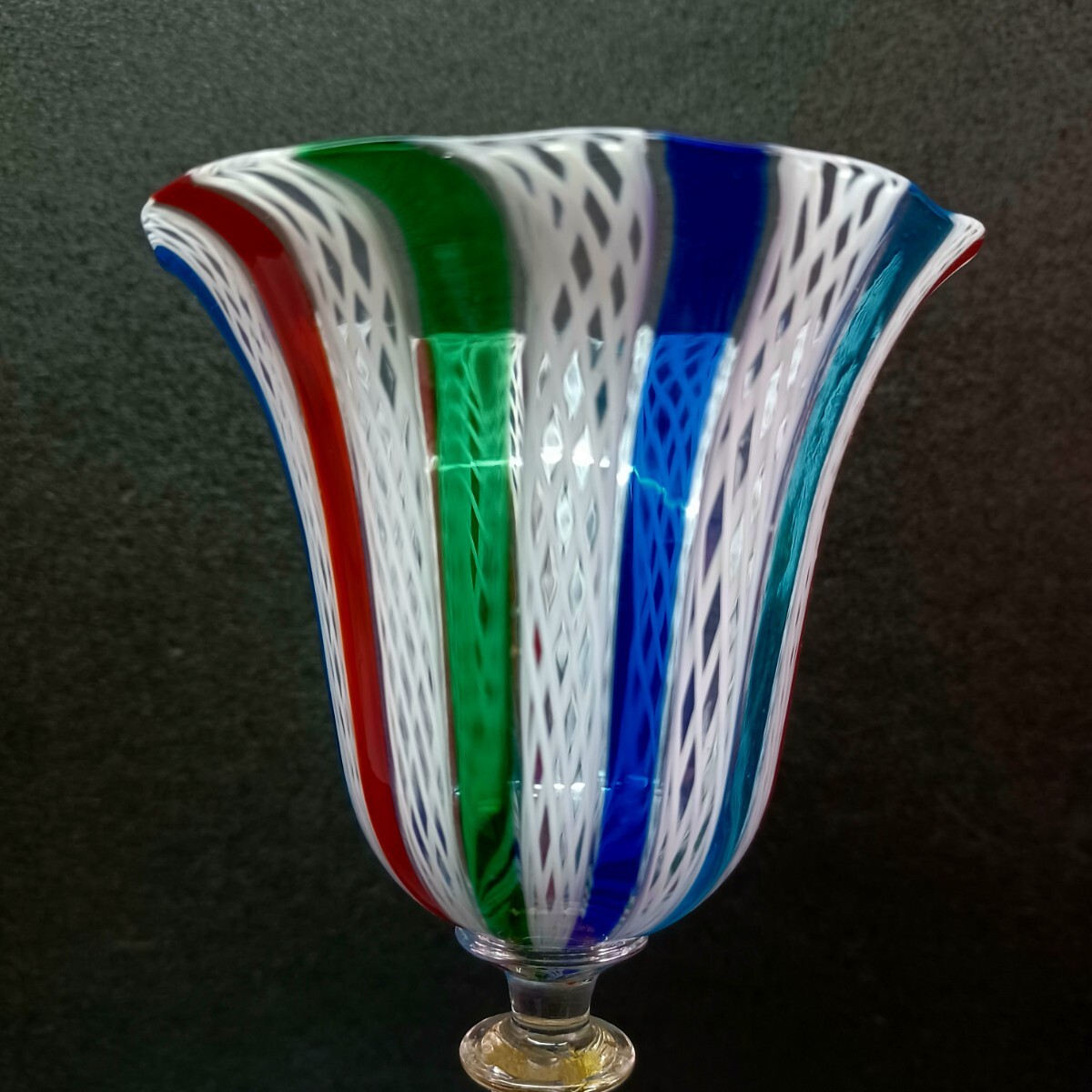 MURANO La Fenice ムラノ 金彩 レインボー レース グラス MURANO 】La Fenice☆ ムラノ ラ フェニーチェ 金彩 レインボー