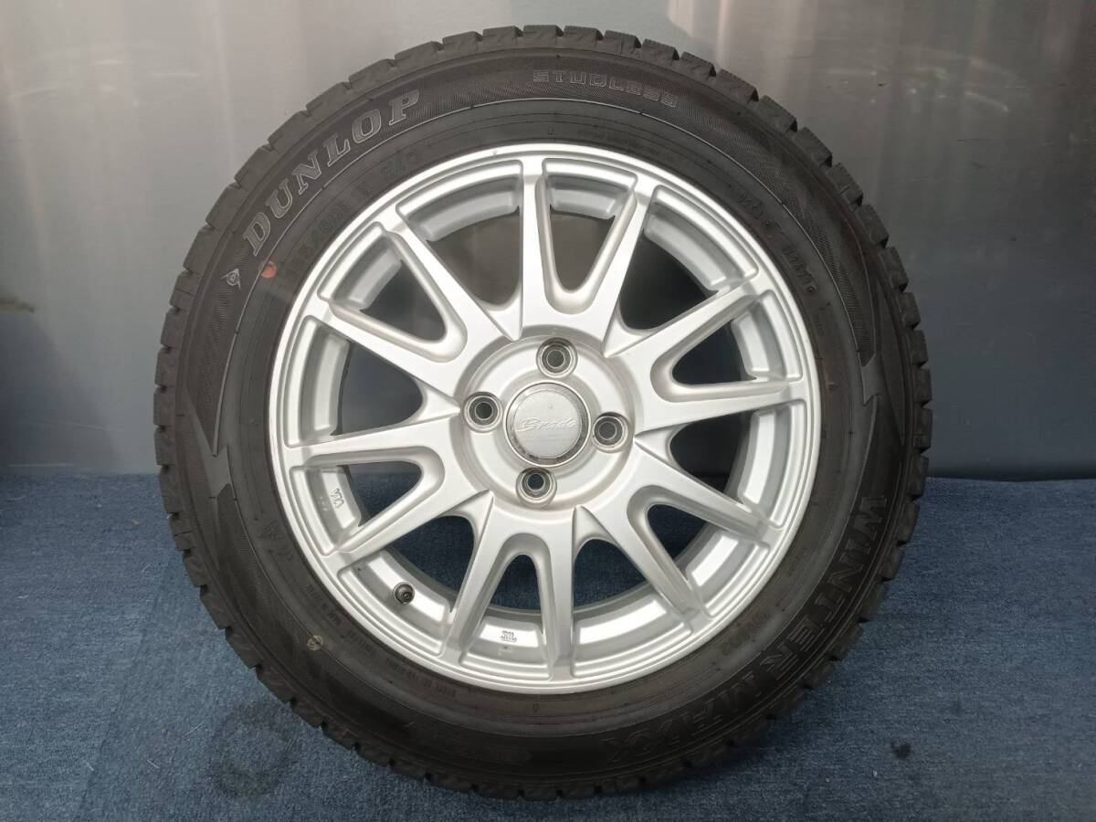 ★8.5-9分山★20.21.22年制★ ダンロップWM02 185/60R15　社外ホイール 15×5.5J +42 4H-100 スタッドレス アクア?ヤリス等　G1409