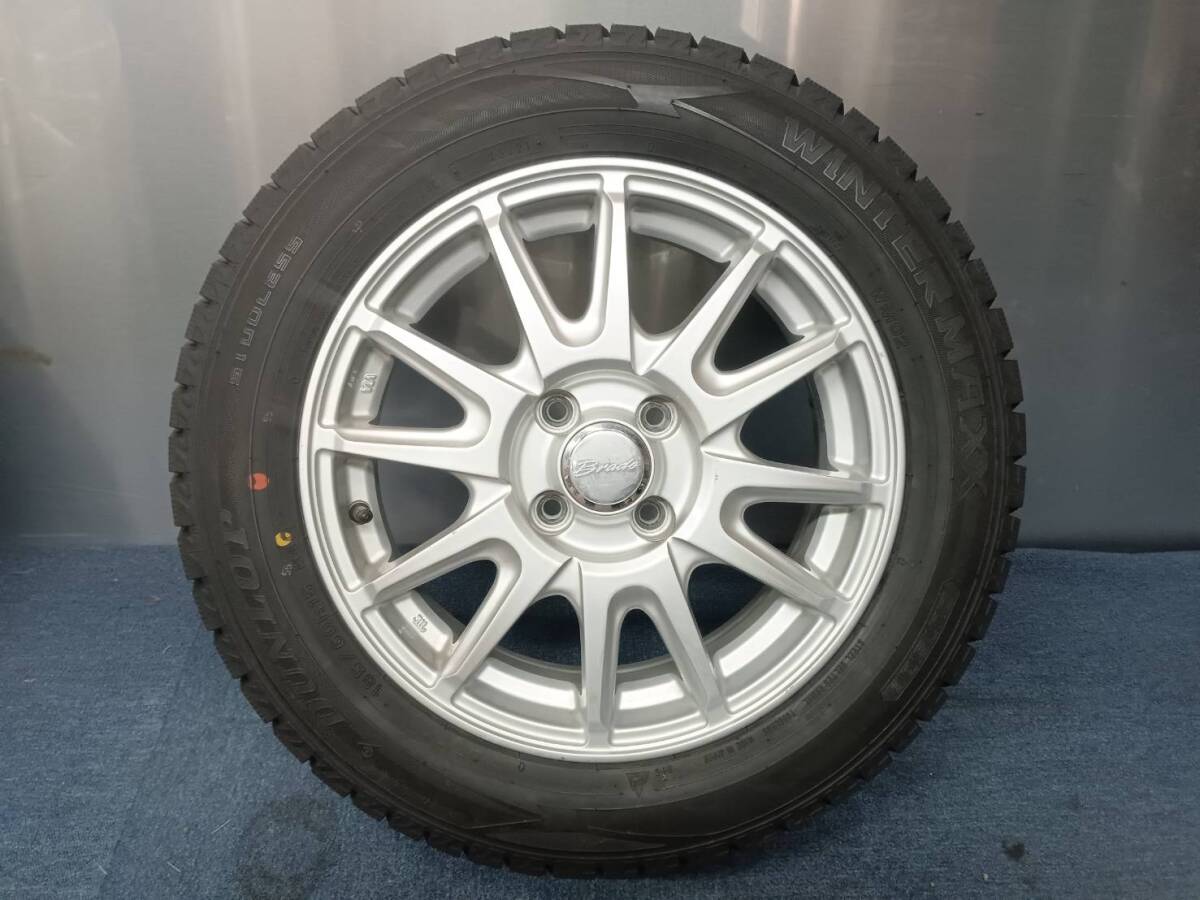 ★8.5-9分山★20.21.22年制★ ダンロップWM02 185/60R15　社外ホイール 15×5.5J +42 4H-100 スタッドレス アクア?ヤリス等　G1409