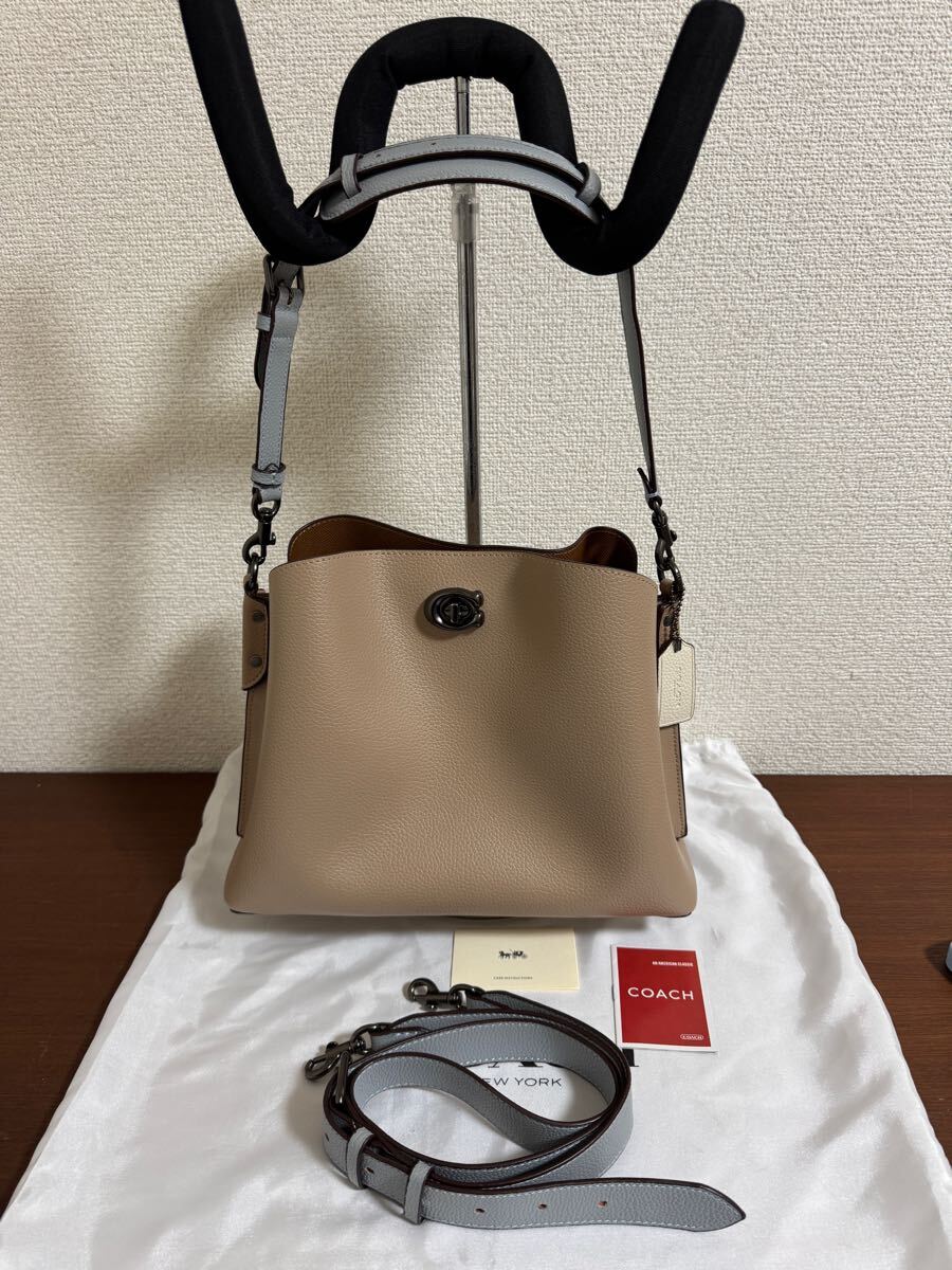 【極美品】 COACH コーチ ショルダーバッグ ハンドバッグ ウィロー ペプルドレザー C2590 現状品